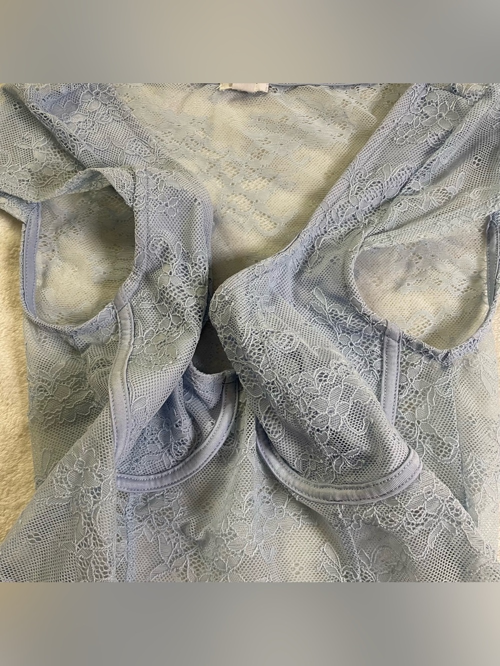 Garage Baby Blue Sheer Lace Crop Top size S - Picture 2 of 8